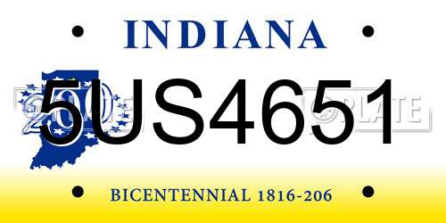 5US4651 Indiana License Plate