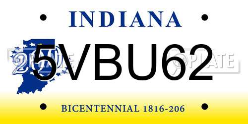 5VBU62 Indiana License Plate