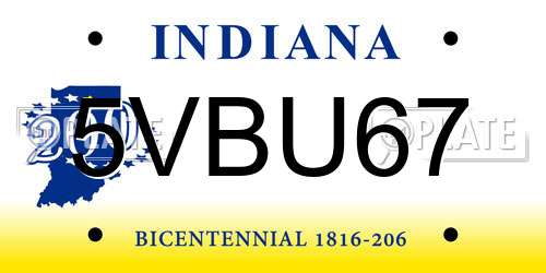 5VBU67 Indiana License Plate