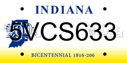 5VCS633 Indiana License Plate