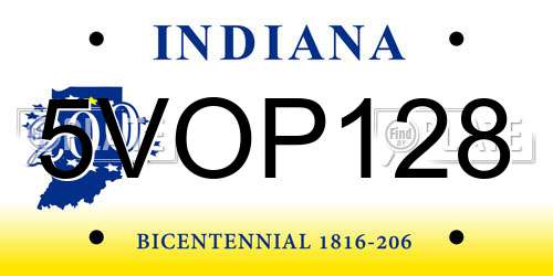 5VOP128 Indiana License Plate