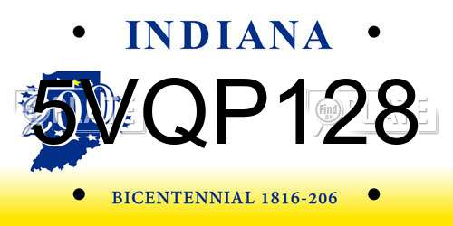 5VQP128 Indiana License Plate
