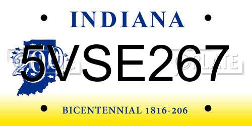 5VSE267 Indiana License Plate