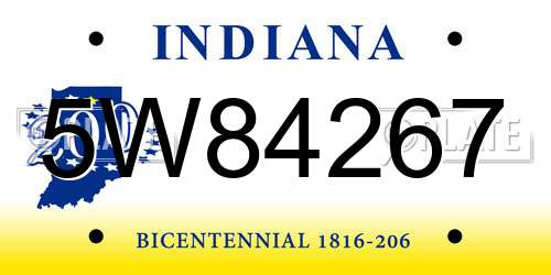 5W84267 Indiana License Plate