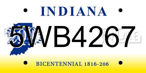 5WB4267 Indiana License Plate