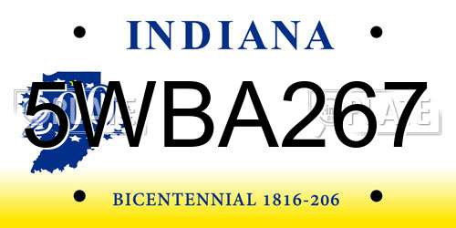 5WBA267 Indiana License Plate