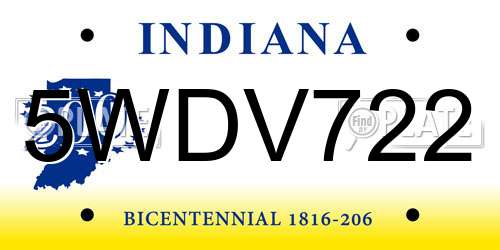 5WDV722 Indiana License Plate