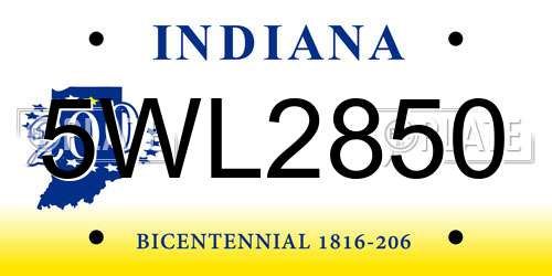 5WL2850 Indiana License Plate