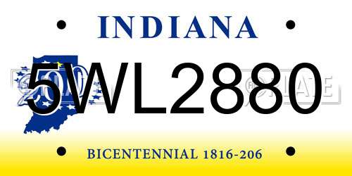 5WL2880 Indiana License Plate