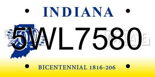 5WL7580 Indiana License Plate