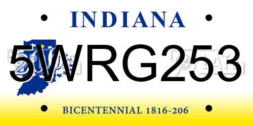 5WRG253 Indiana License Plate