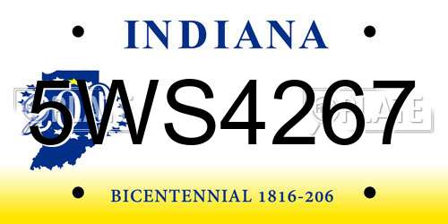 5WS4267 Indiana License Plate