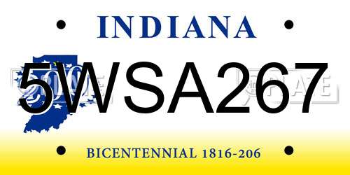 5WSA267 Indiana License Plate