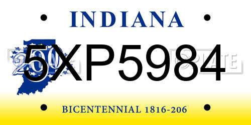 5XP5984 Indiana License Plate