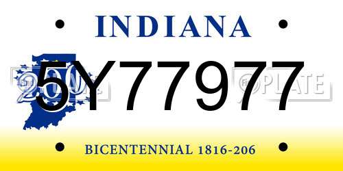 5Y77977 Indiana License Plate