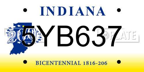 5YB637 Indiana License Plate