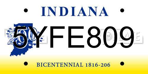5YFE809 Indiana License Plate