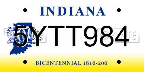 5YTT984 Indiana License Plate