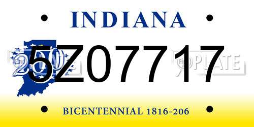 5Z07717 Indiana License Plate