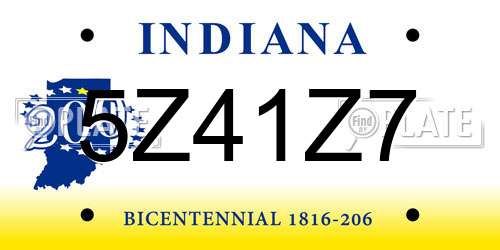 5Z41Z7 Indiana License Plate