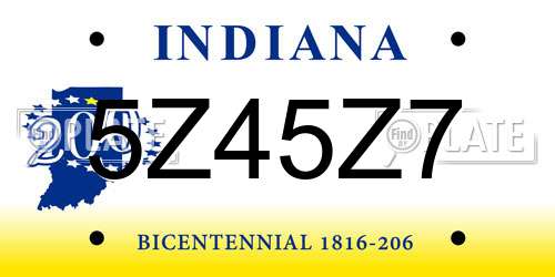5Z45Z7 Indiana License Plate