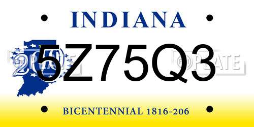 5Z75Q3 Indiana License Plate