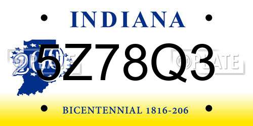 5Z78Q3 Indiana License Plate