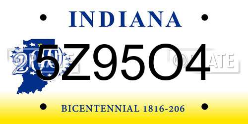 5Z95O4 Indiana License Plate