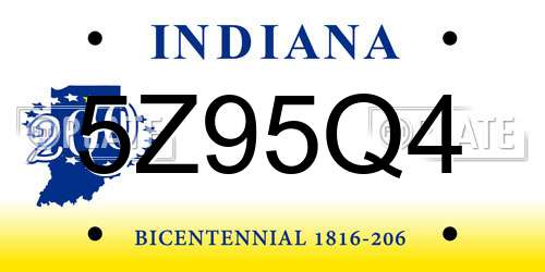 5Z95Q4 Indiana License Plate