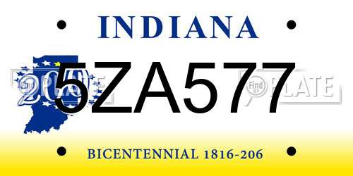 5ZA577 Indiana License Plate