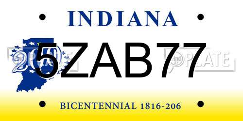5ZAB77 Indiana License Plate