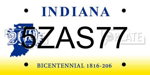 5ZAS77 Indiana License Plate