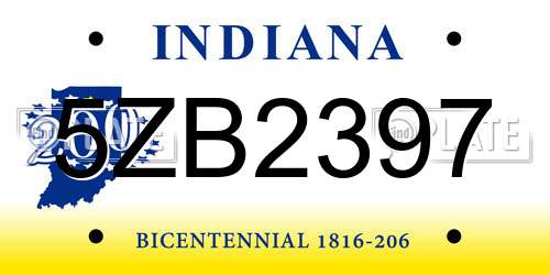 5ZB2397 Indiana License Plate