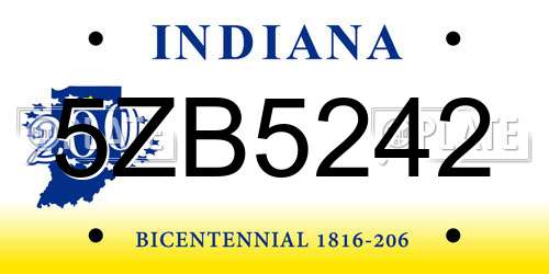 5ZB5242 Indiana License Plate