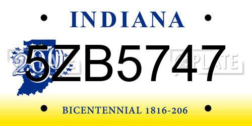 5ZB5747 Indiana License Plate