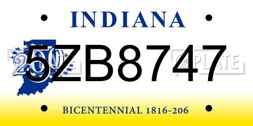 5ZB8747 Indiana License Plate