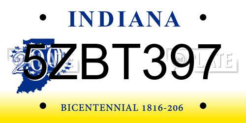 5ZBT397 Indiana License Plate