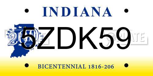 5ZDK59 Indiana License Plate