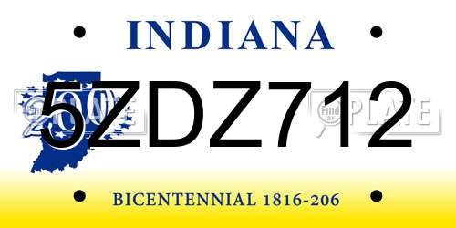 5ZDZ712 Indiana License Plate