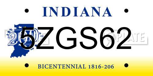 5ZGS62 Indiana License Plate