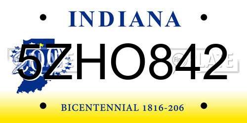 5ZHO842 Indiana License Plate