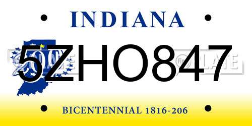 5ZHO847 Indiana License Plate