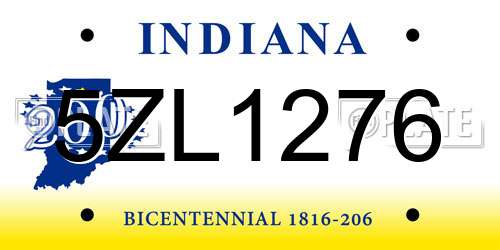 5ZL1276 Indiana License Plate