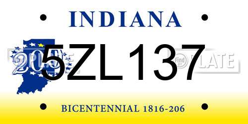 5ZL137 Indiana License Plate