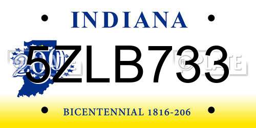 5ZLB733 Indiana License Plate
