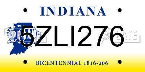 5ZLI276 Indiana License Plate