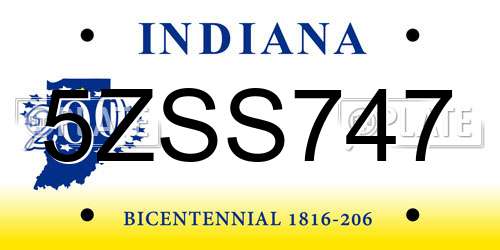 5ZSS747 Indiana License Plate