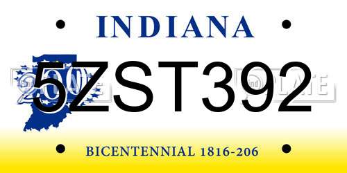 5ZST392 Indiana License Plate