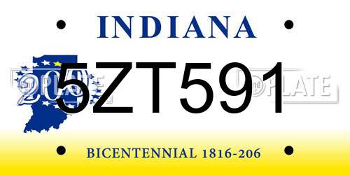 5ZT591 Indiana License Plate