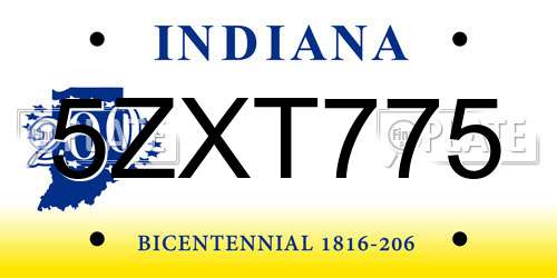 5ZXT775 Indiana License Plate